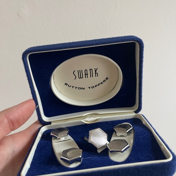 Vintage Swank Silver Button Toppers - Picture 3 of 6